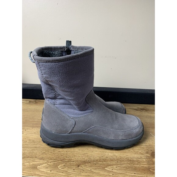 LL Bean Boots Womens Sz 7 Gray Snow Fleece Side Zip Gray Suede - Picture 3 of 11